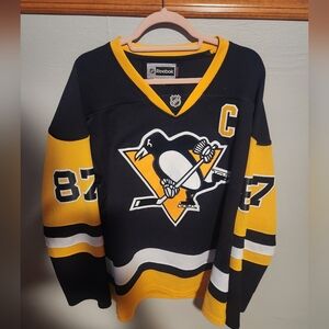 Reebok Women's Sidney Crosby #87 Black and Gold Jersey